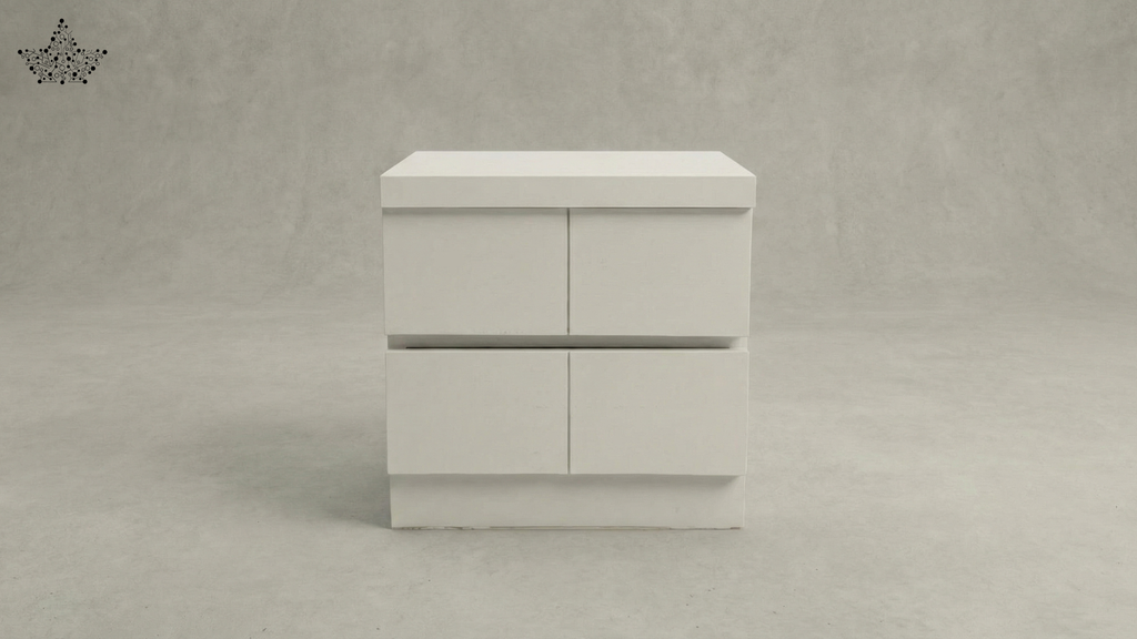 Alba Gloss White Bedside Table – 2 Drawers