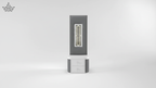 Lumina LED Bedside Table – Grey & White with Mirror Panel
