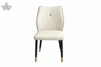 White chair with black legs on a white background