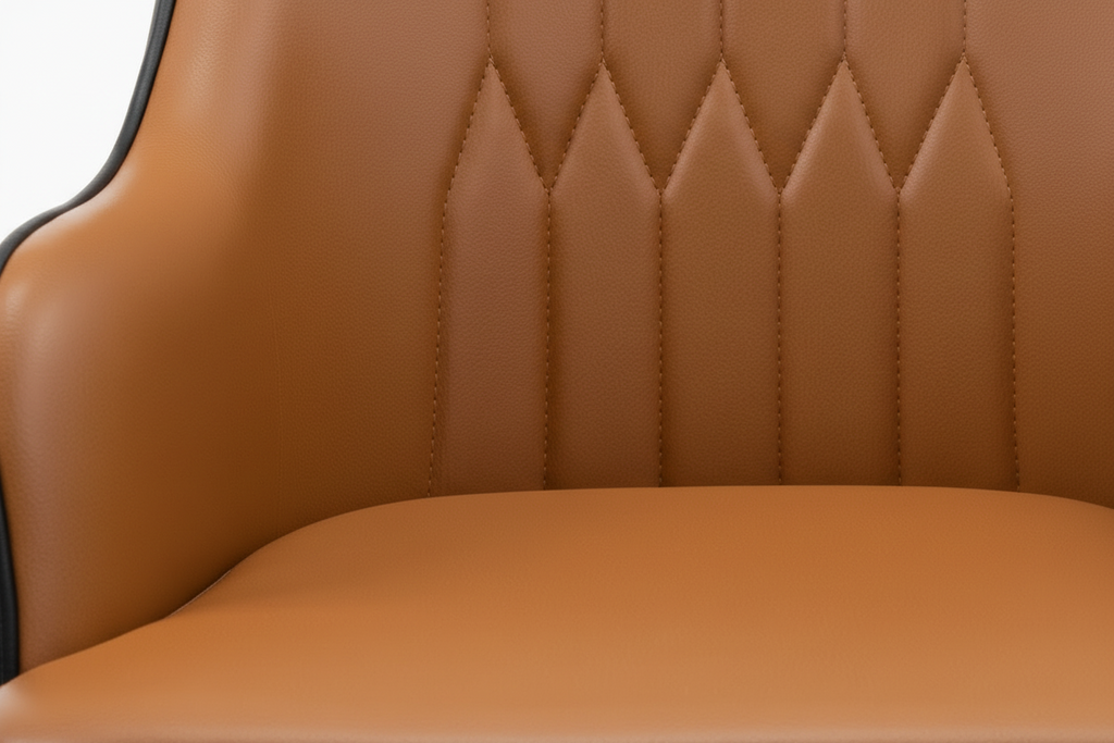 Brown chair with black legs on a white background