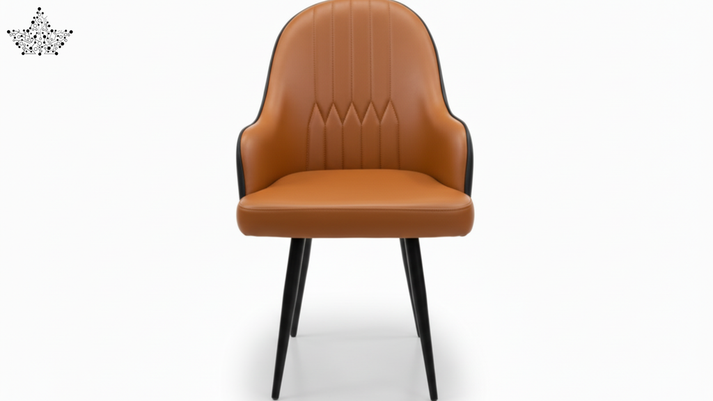 Brown chair with black legs on a white background