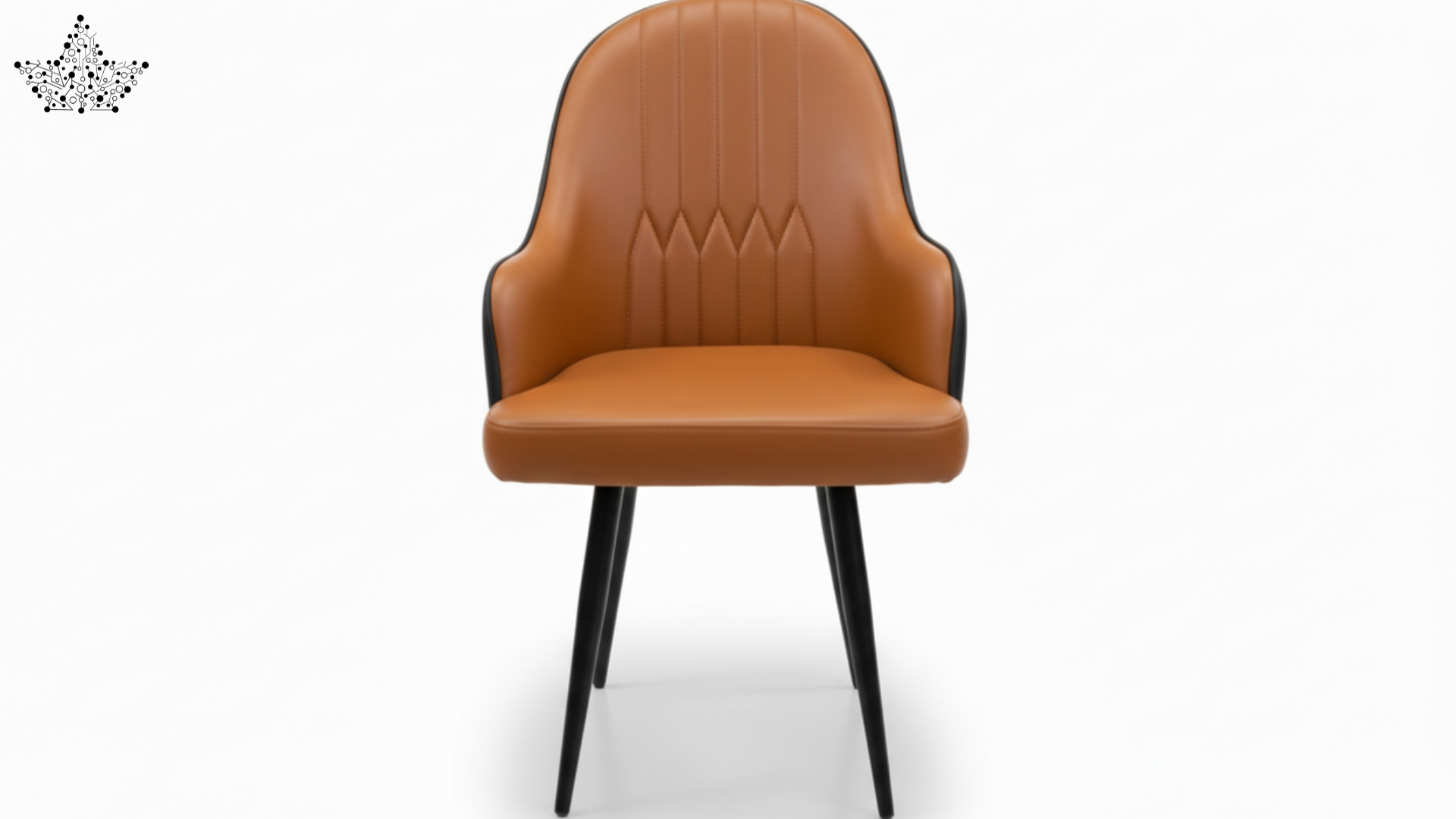 Brown chair with black legs on a white background