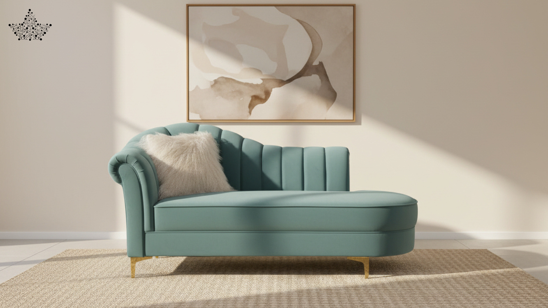 Teal Channel-Tufted Couch