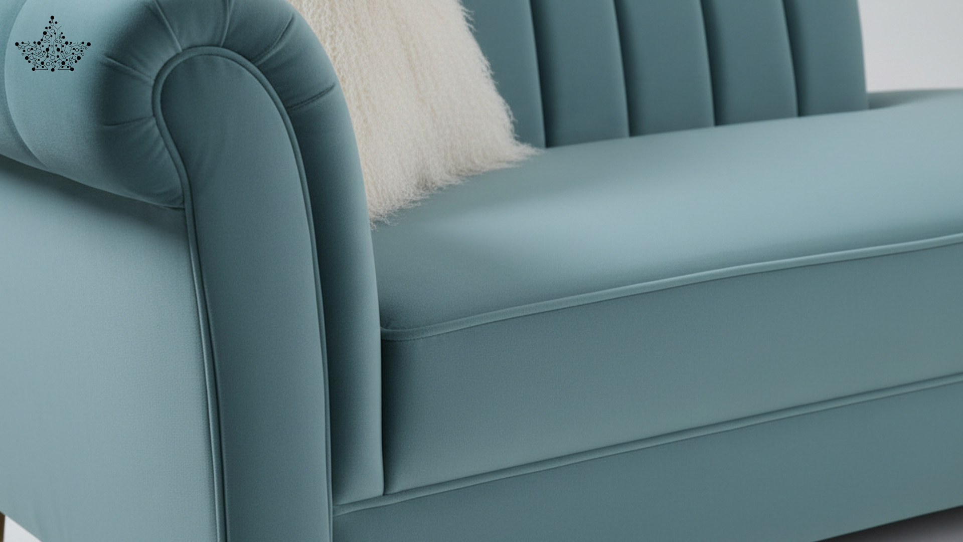 Teal Channel-Tufted Couch