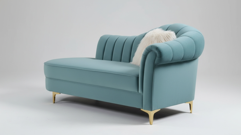 Teal Channel-Tufted Couch