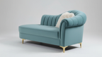 Teal Channel-Tufted Couch