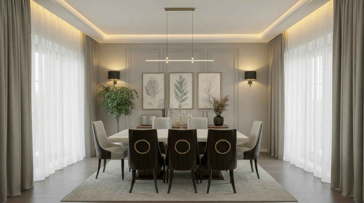 8 Seater Onex Marble Dining Set | Mapa Ply SS Inlay | Sagwan Chairs ...