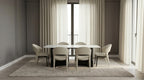 Marble Top Dining Set with Upholstered Chairs – 6 Seater