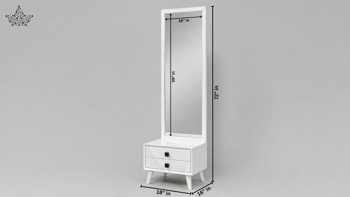 Modern White Dressing Table with Mirror & Storage
