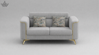 Gray sofa with decorative pillows on a gray background