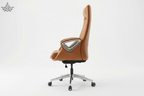 Brown office chair with a silver base on a white background