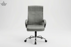 Gray office chair with quilted design on a white background