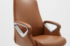Brown office chair with silver accents on a white background