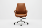 Brown office chair with silver accents on a white background