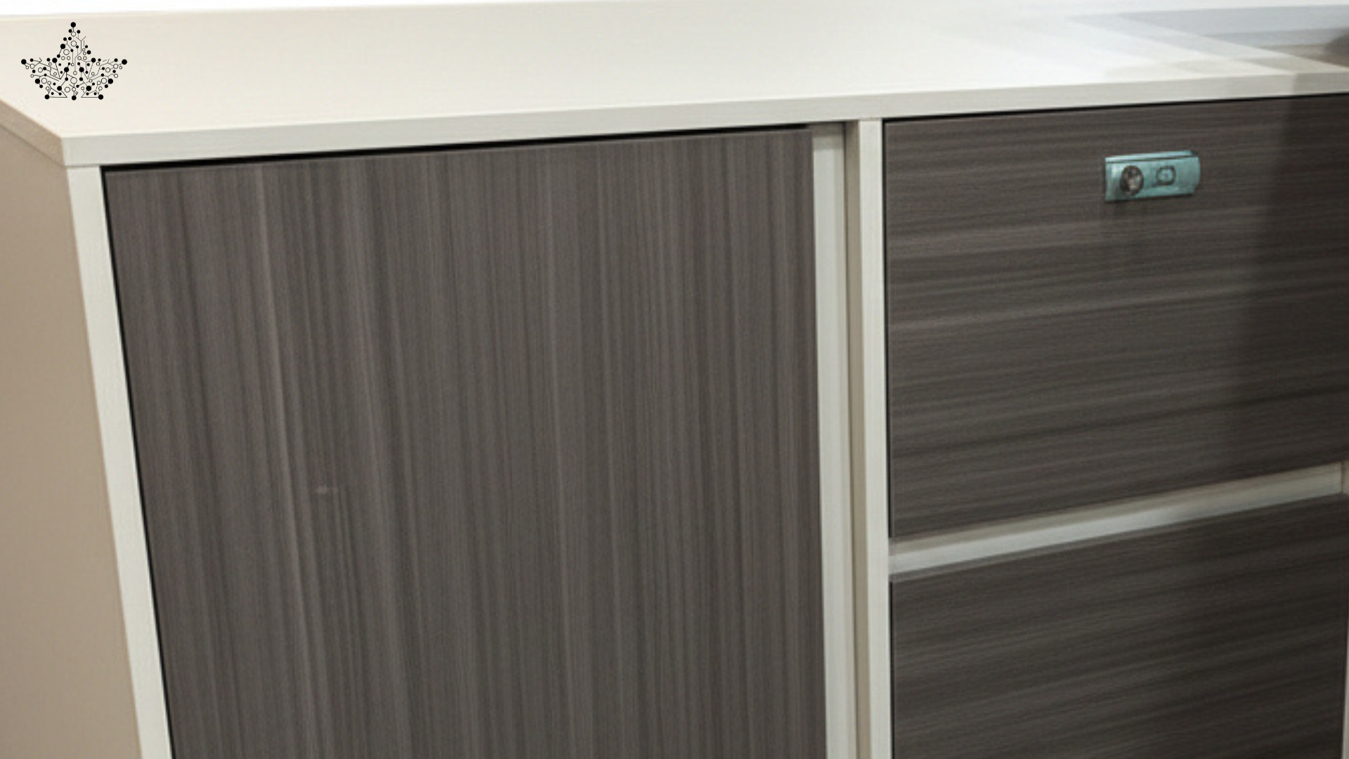 Executive Office Table with LED Accent & Side Cabinet