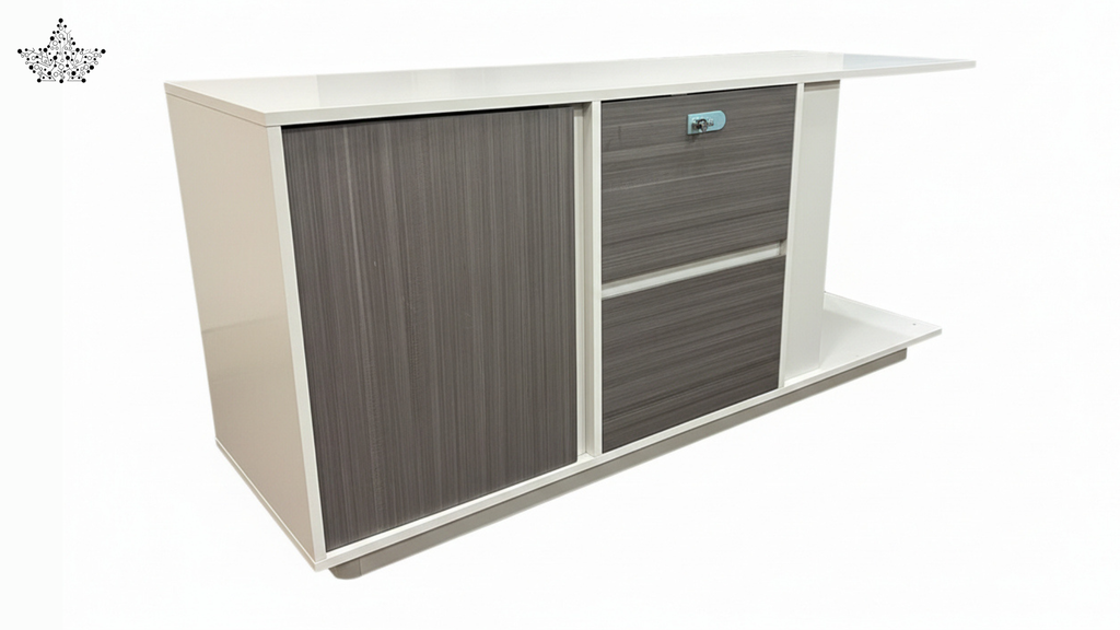 Executive Office Table with LED Accent & Side Cabinet