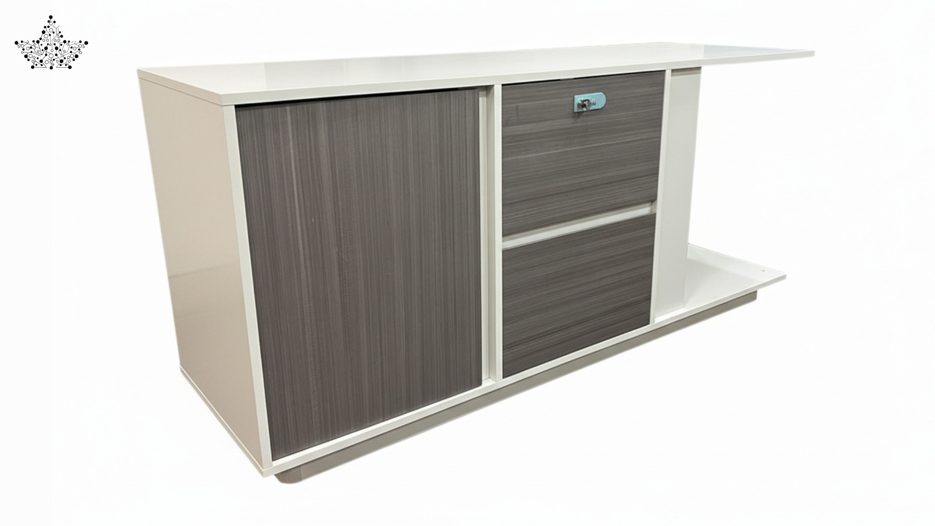 Executive Office Table with LED Accent & Side Cabinet