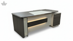 Executive Office Table with LED Accent & Side Cabinet