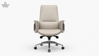 Beige office chair with armrests on a white background