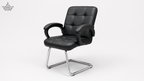 Black office chair with chrome legs on a white background