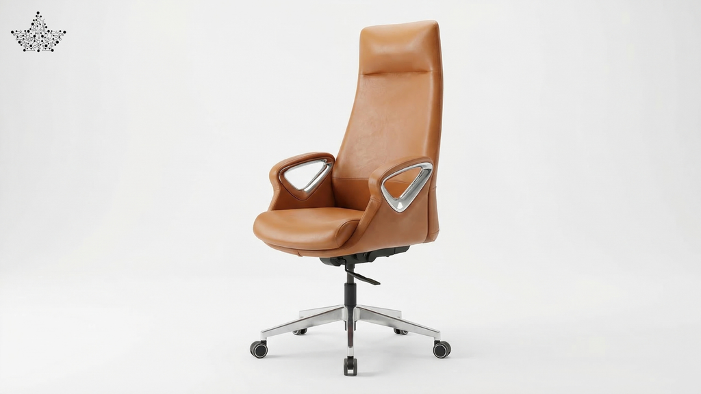 Brown office chair with a silver base on a white background