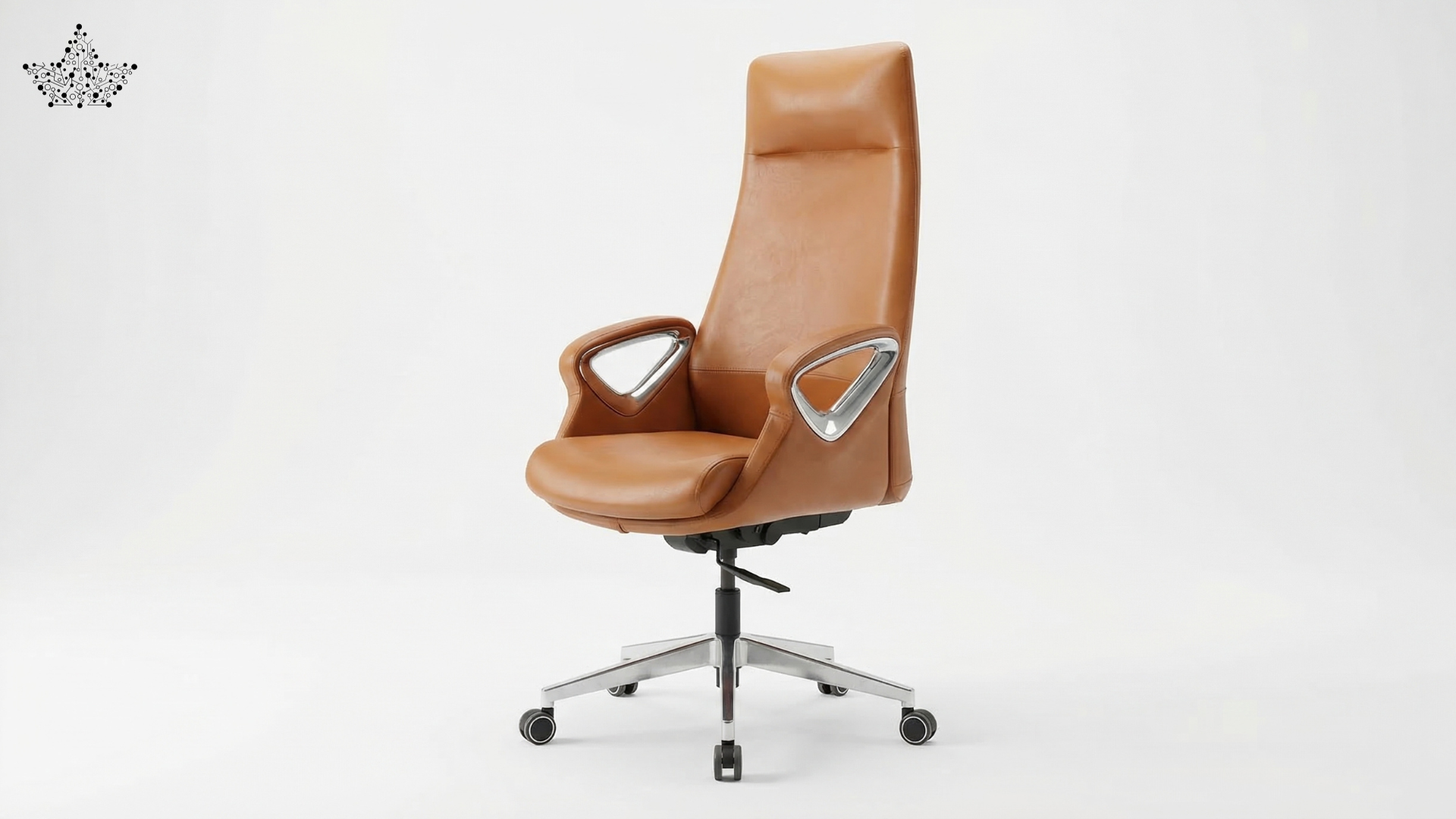 Brown office chair with a silver base on a white background