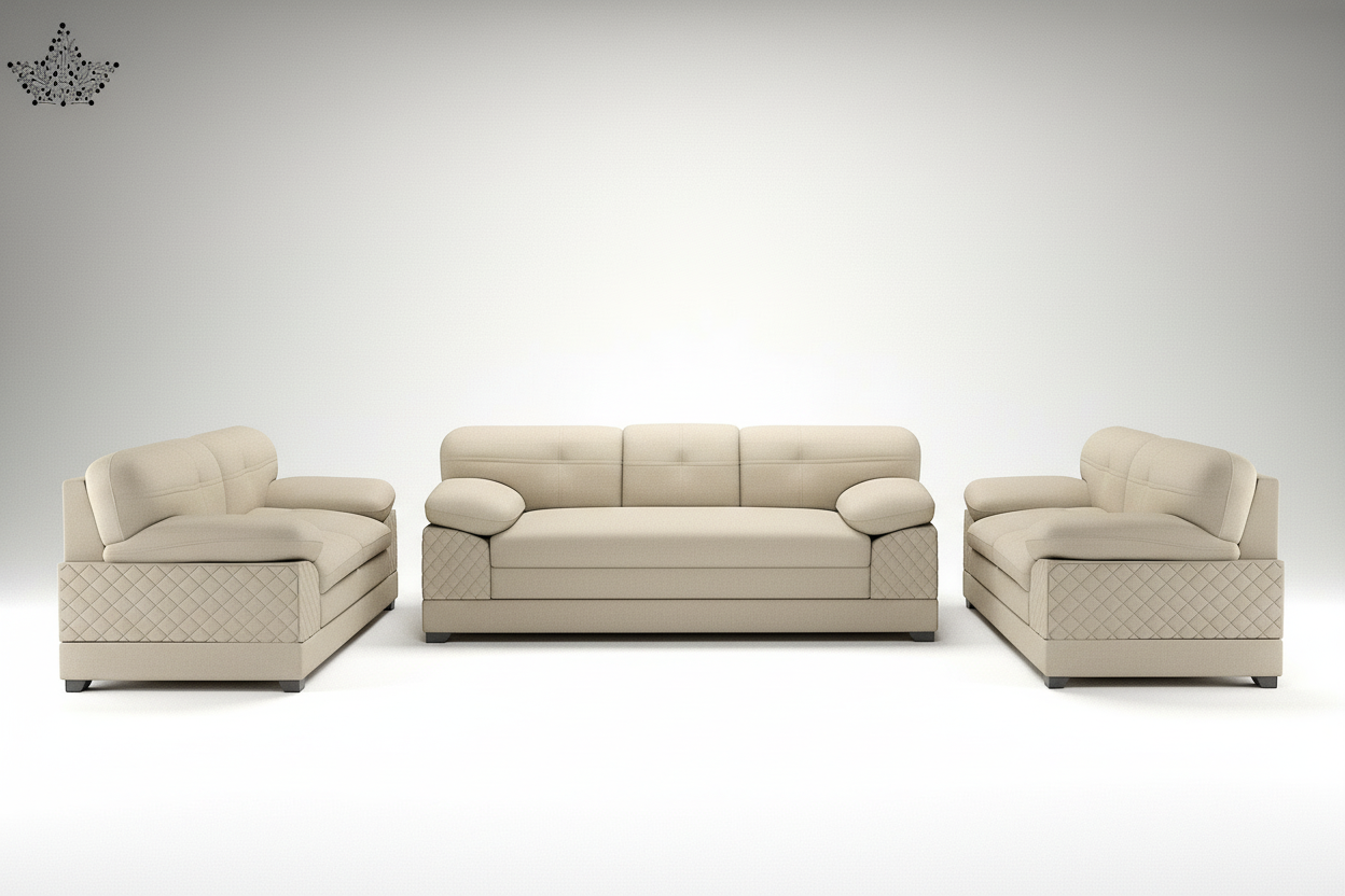 Beige sofa set on a gray background