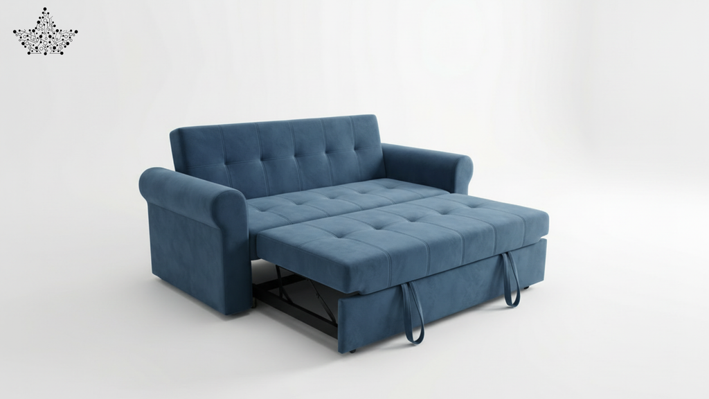 Blue sofa bed on a white background
