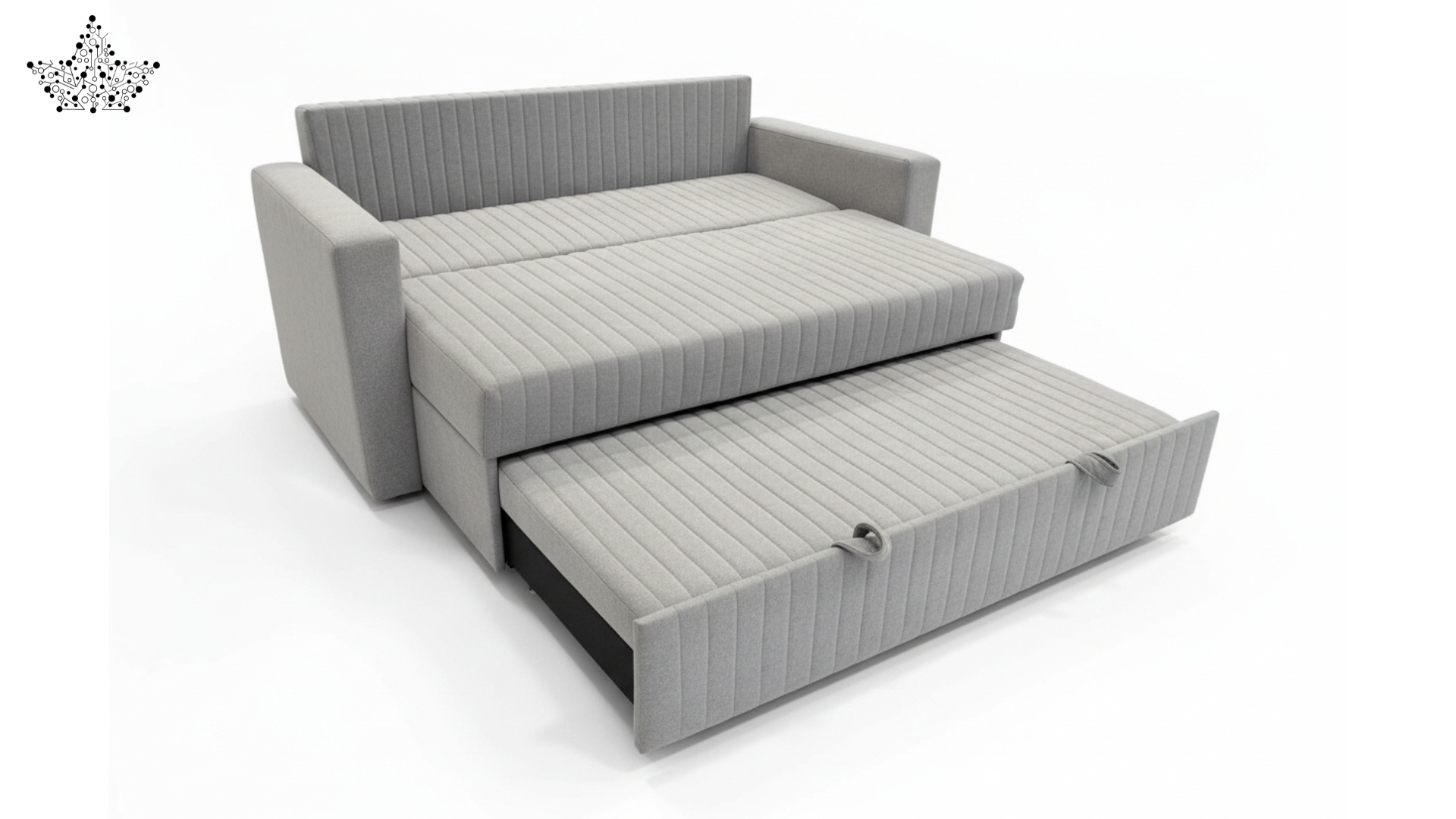 Sofa Cum Bed – Grey Velvet Pull Out