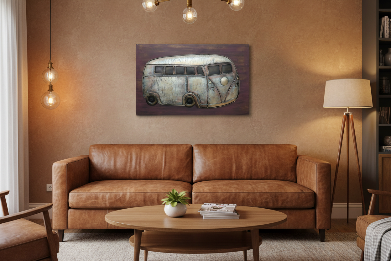 Vintage VW Camper Van 3D Metal Wall Art Lifestyle