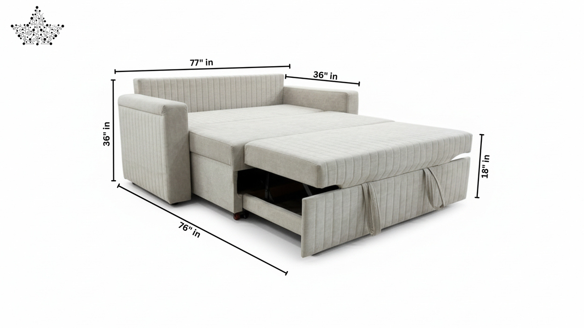 Romeo Sofa Cum Bed – Grey Velvet Pull Out